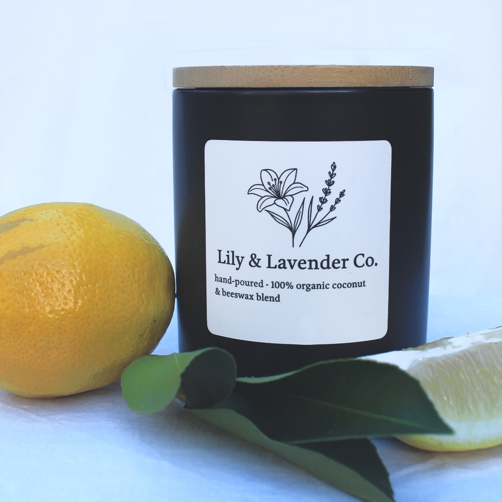 15oz lemon verbena scented non-toxic organic candle